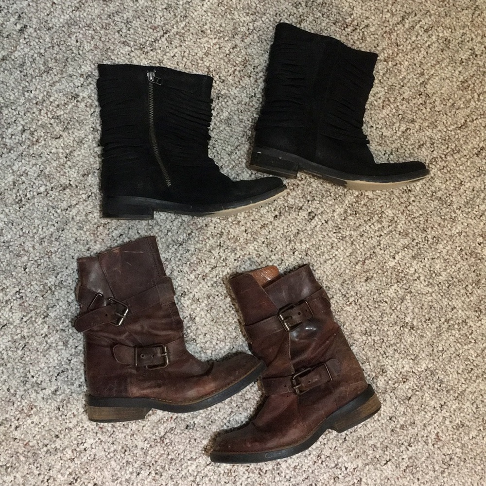 STEVE MADDEN red boots + aldo black boots